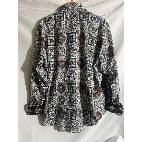 Robert Graham Shirt Men's 2XL Silk Road Psychedelic Geometric Paisley M21 - Picture 7 of 7